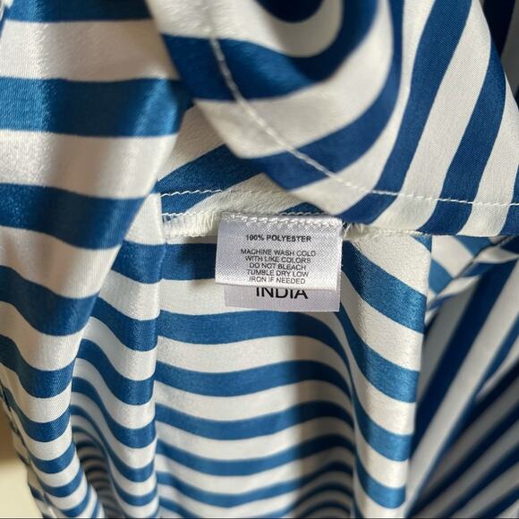 Anthropologie Family Affairs Blue and White Stripe Wrap Mini Dress S - Picture 6 of 7